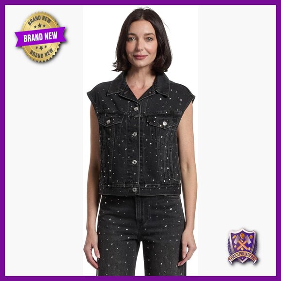 Jackets & Blazers - Cropped Relaxed Fit Cotton Vest with Button Closure, Sleeveless Outerwear